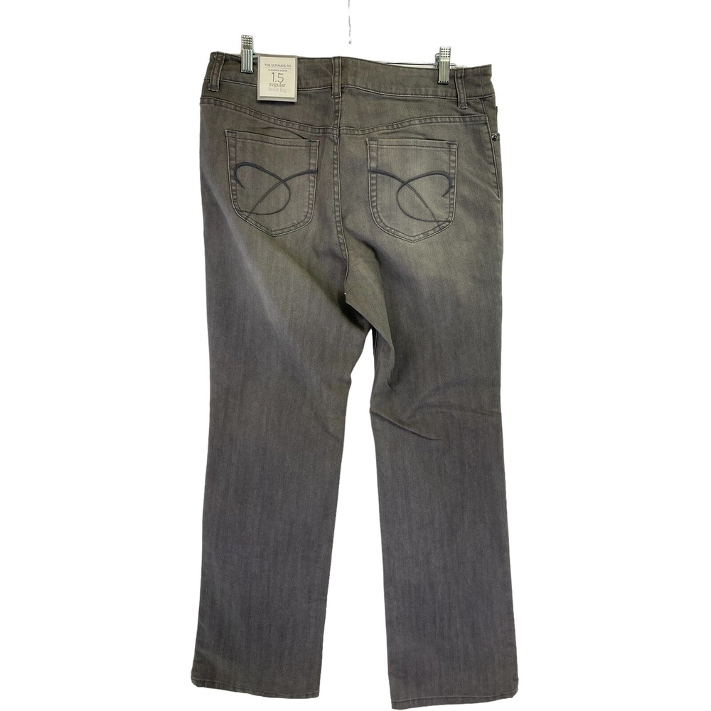 Chico's 1.5 Platinum Women Sz 15 34x31 Grey Stretch Denim Jeans (D3) NWTs